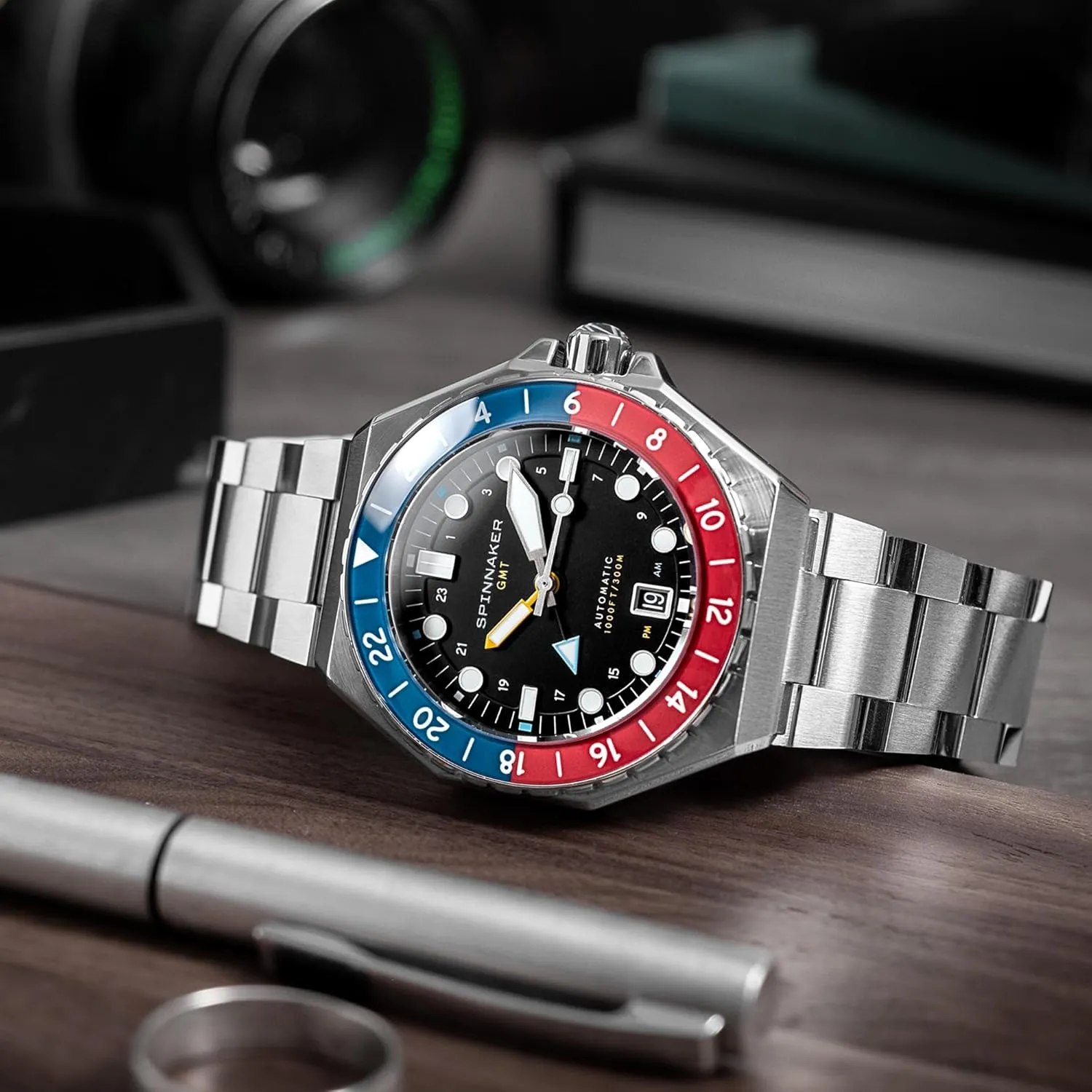Dive Watch ?C Seiko NH34 Movement, 44mm Stainless Steel Case, Water Resistant 300m, Stainless Steel Bracelet, SP-5119 Spinnaker Dumas Men's Automatic blur compel GMT 