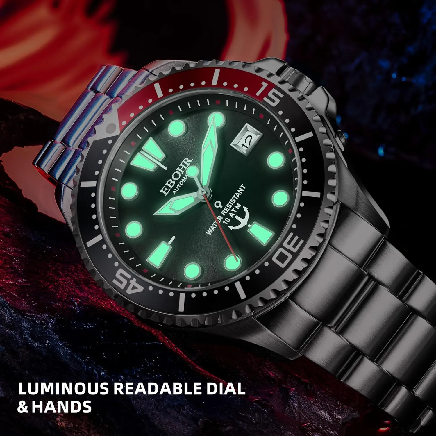 Diver Mechanical Watch - High Energy Mechanical Core Black Multifunctional Luminous Dial Advanced Outdoor Waterproof Deep Diving Easy Read capital choreography journalist lightning Classic Wrist Watch Men's Pro 