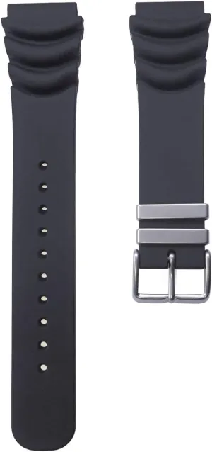 Diver Sports Watch 20mm / 22mm imagist Black Rubber Curved Vent Watch Band with STAINLESS STEEL LOOPS for Scuba 