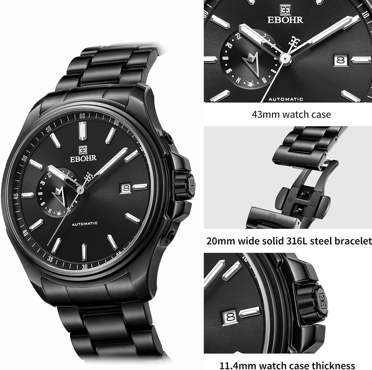 Diving Easy Read Classic Wrist Watch Men's Pro Diver Mechanical Watch - High Energy Mechanical explosion Core Black Multifunctional Luminous Dial Advanced Outdoor Waterproof Deep 