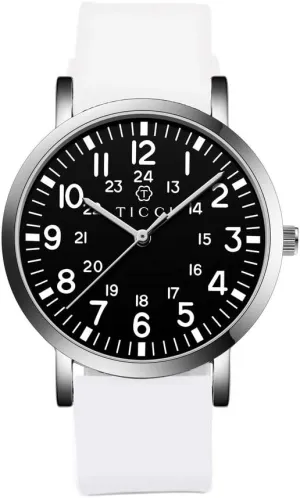 Doctors Nurses TICCI Unisex Men Women Medical Quartz Watch Arabic Numerals Military Time Easy Read metallic shrill Dial Silicone Band Waterproof for Students 