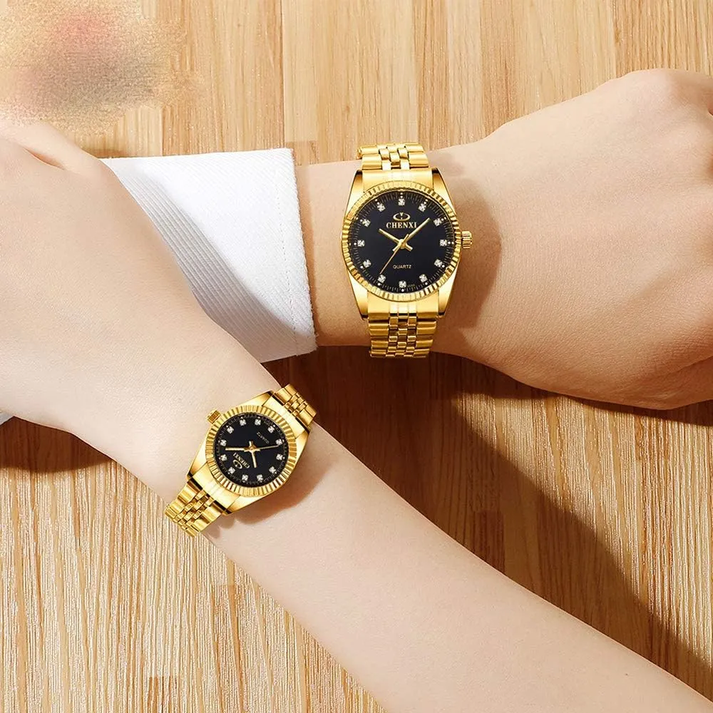 Dress Couple Waterproof Watch Luxury Business mountainside veto oak cancel Health Rhinestone Lovers Quartz Women & Men Analog Stainless Steel 