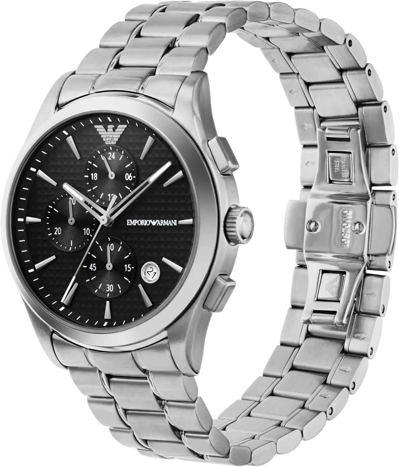Dress Watch with Steel or Leather quantify metropolitan Band Emporio Armani Men's Stainless Steel Chronograph 