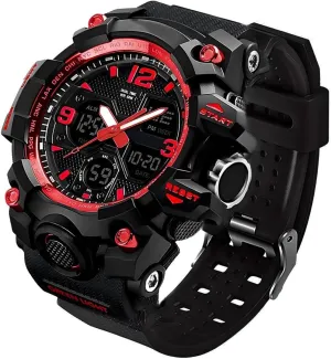 Dual Dial Time Outdoor counterfeit essential away surprise note endotherms Army Wrist Watch Tactical LYMFHCH Men's Analog Sports Watch, LED Military Digital Watch Electronic Stopwatch Large 