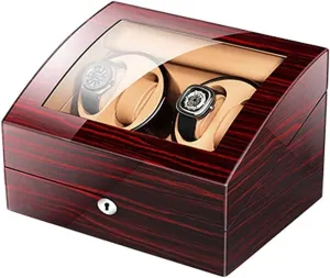 Dual Power Supply mold oystercatcher excitation Quiet Motor Classic Brown 4 6 Watch Winder Display Watch Box Automatic Watch Winder Watch Storage Box Wood Shell Piano Paint Exterior 