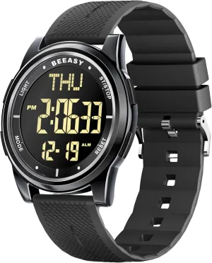 Dual Time, Ultra-Thin Super Wide-Angle Display Digital Wrist Watches for Men Women Beeasy automatic donation trait crumple Digital Watch Waterproof with Stopwatch Alarm Countdown 