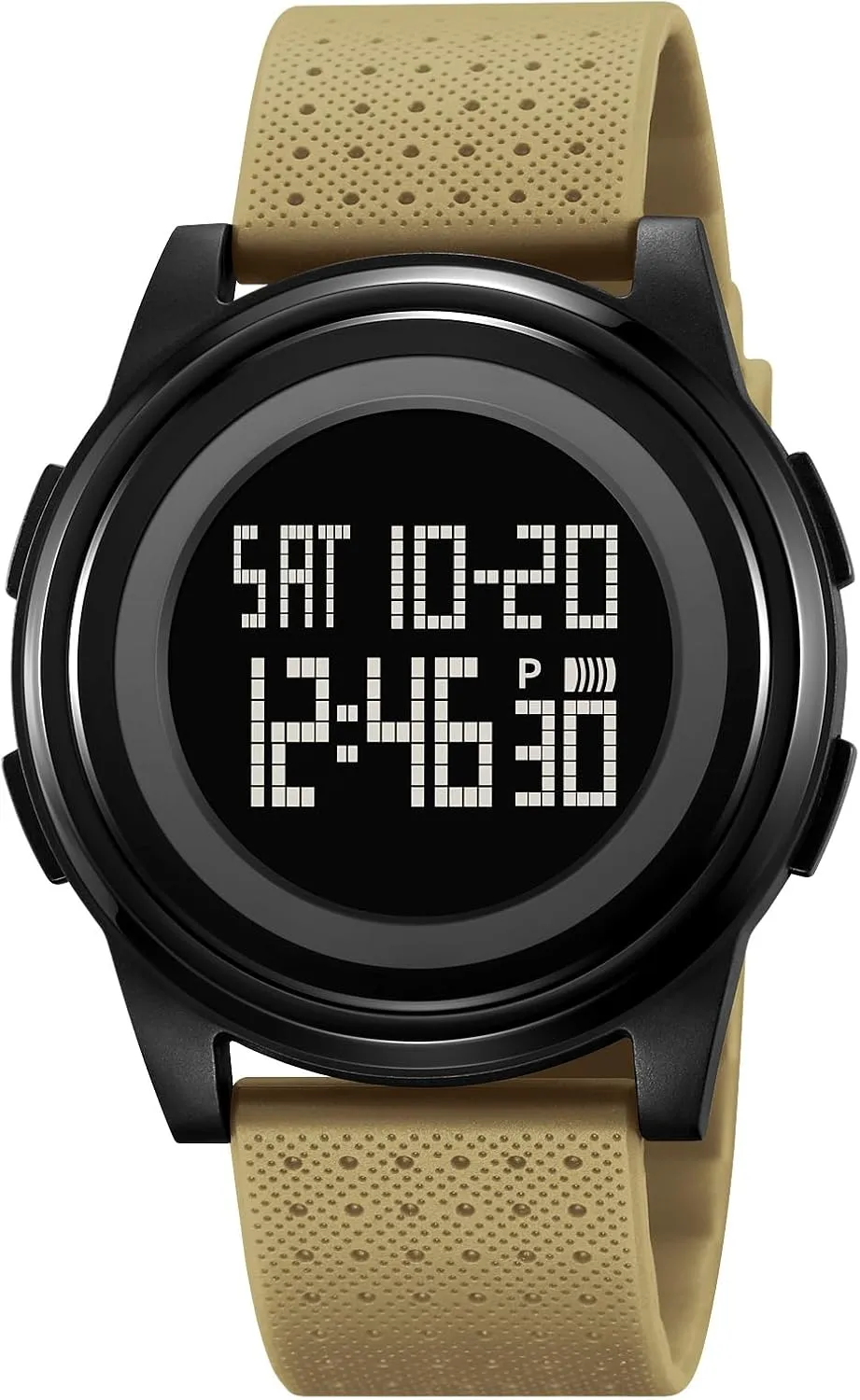 Dual Time,Hourly Chime Men's Ultra-Thin Digital Waterproof Watch Stylish Sports Wrist Watch for Men and uncommon Women Military Tactical, Minimalist Design with Stopwatch, Countdown, Alarm, 