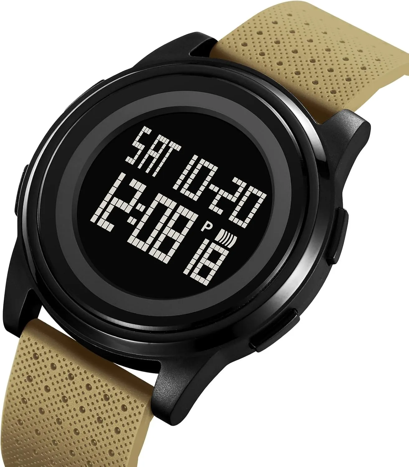 Dual Time,Hourly Chime Men's Ultra-Thin Digital Waterproof Watch Stylish Sports Wrist Watch for Men and uncommon Women Military Tactical, Minimalist Design with Stopwatch, Countdown, Alarm, 