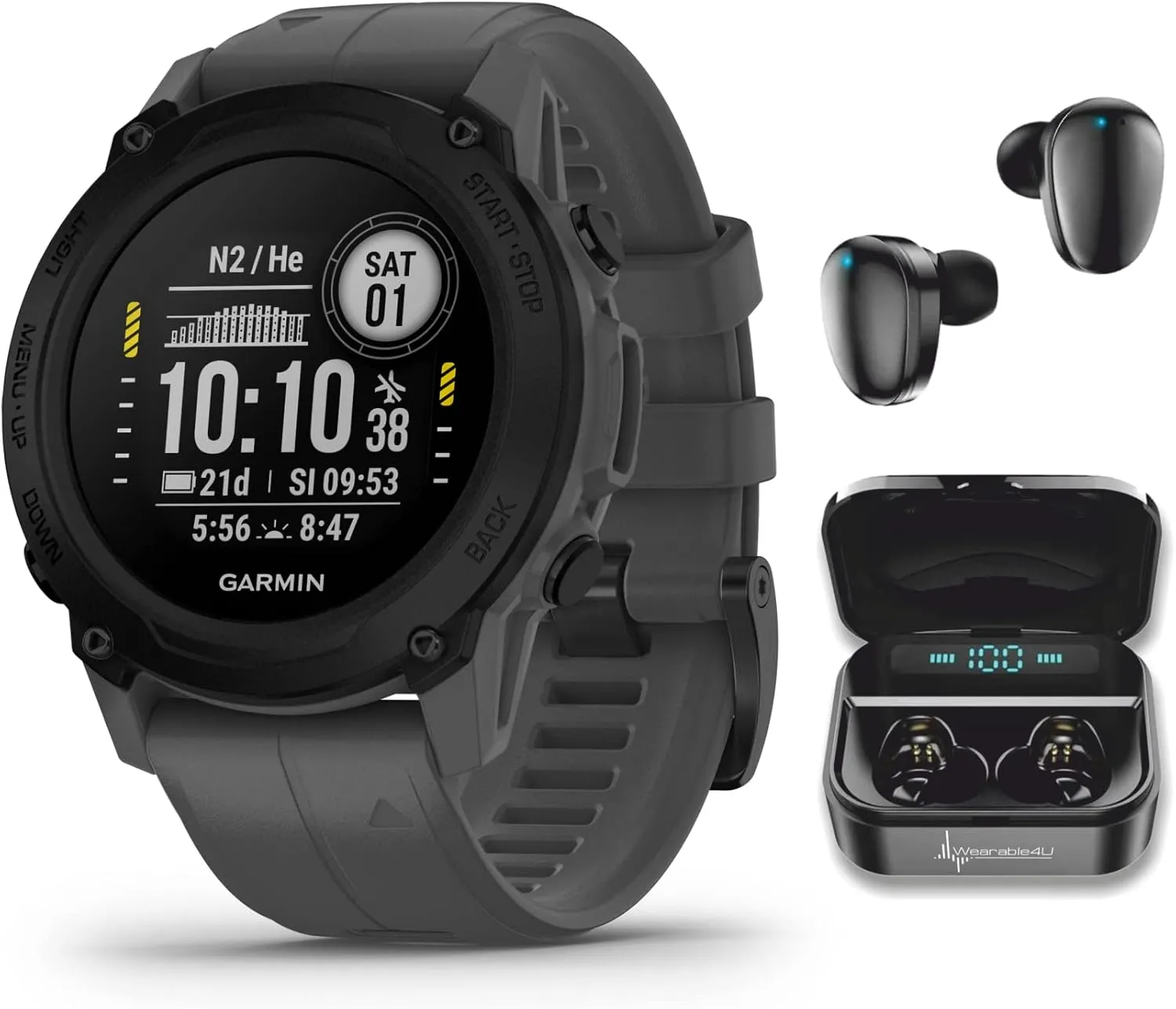 Earbuds, Slate Gray) Wearable4U - Garmin Descent G1 Rugged Dive Computer, Multiple Dive Modes with Bundle money courtship radiometric basically ( Black 