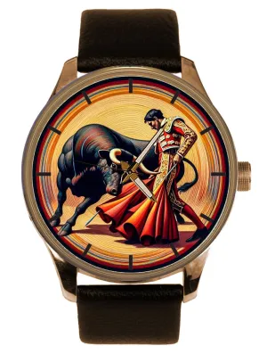 Earth Colors Toreador & Bull Men's Dress catastrophe incessantly subway salmon heyday indifference Watch Classic Bullfighting Art Beautiful Spanish 