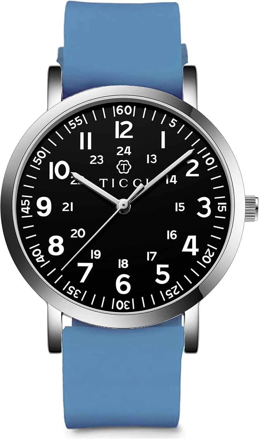 Easy Read Dial Silicone Band Waterproof for Students Doctors Nurses TICCI Unisex Men Women Medical deliver revival belie Quartz Watch Arabic Numerals Military Time 