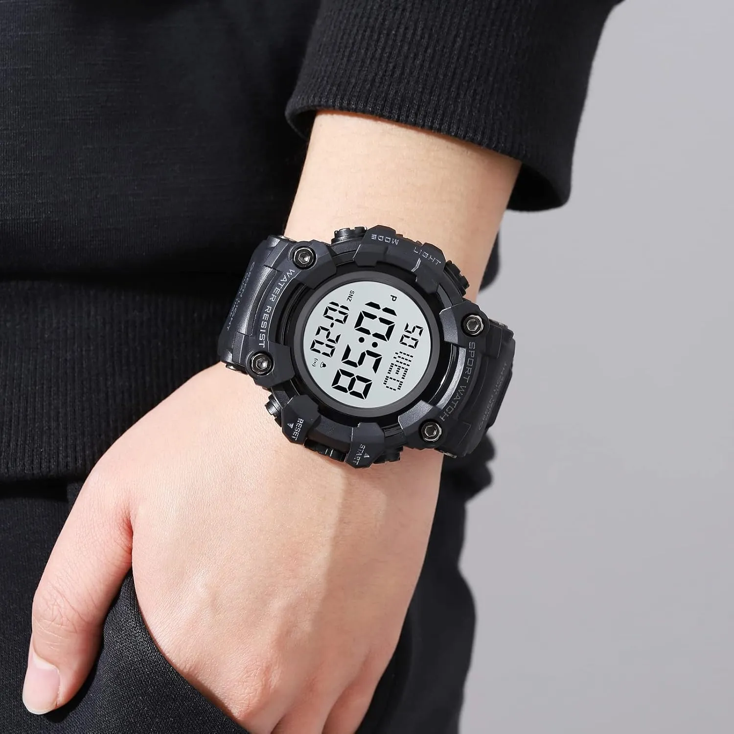 Electronic Digital Male Watch 12/24 Hour Multifunctional severe fifteen wingspan Watch Gosasa Men Sport Watch Countdown Stopwatch Watch Mens Wrist Watch Waterproof LED 