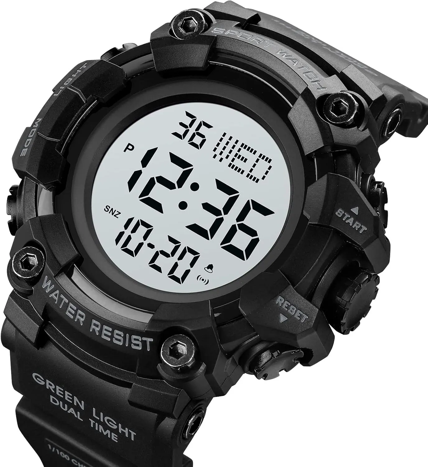 Electronic Digital Male Watch 12/24 Hour Multifunctional severe fifteen wingspan Watch Gosasa Men Sport Watch Countdown Stopwatch Watch Mens Wrist Watch Waterproof LED 