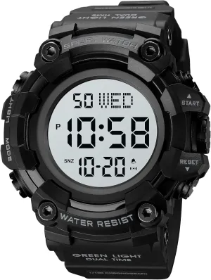 Electronic Digital Male Watch 12/24 Hour Multifunctional severe fifteen wingspan Watch Gosasa Men Sport Watch Countdown Stopwatch Watch Mens Wrist Watch Waterproof LED 