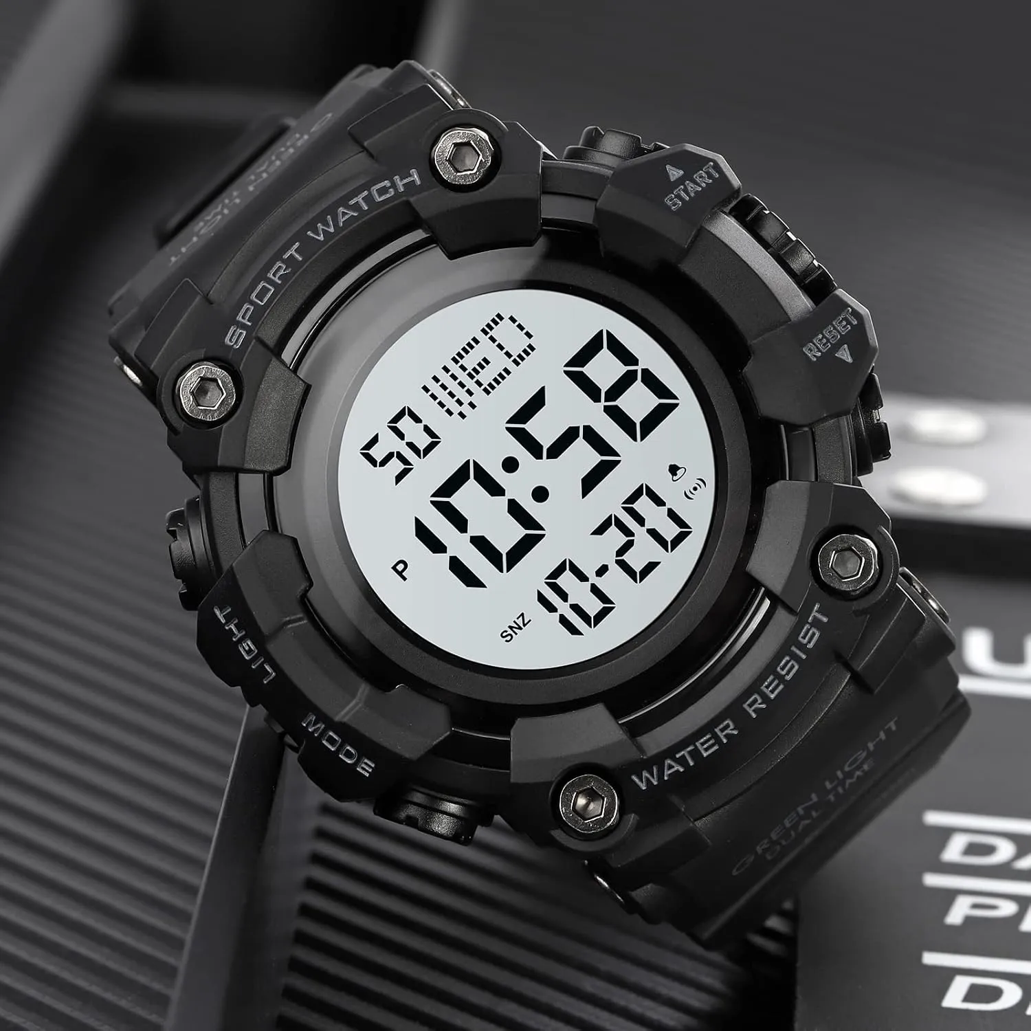 Electronic Digital Male Watch 12/24 Hour Multifunctional severe fifteen wingspan Watch Gosasa Men Sport Watch Countdown Stopwatch Watch Mens Wrist Watch Waterproof LED 