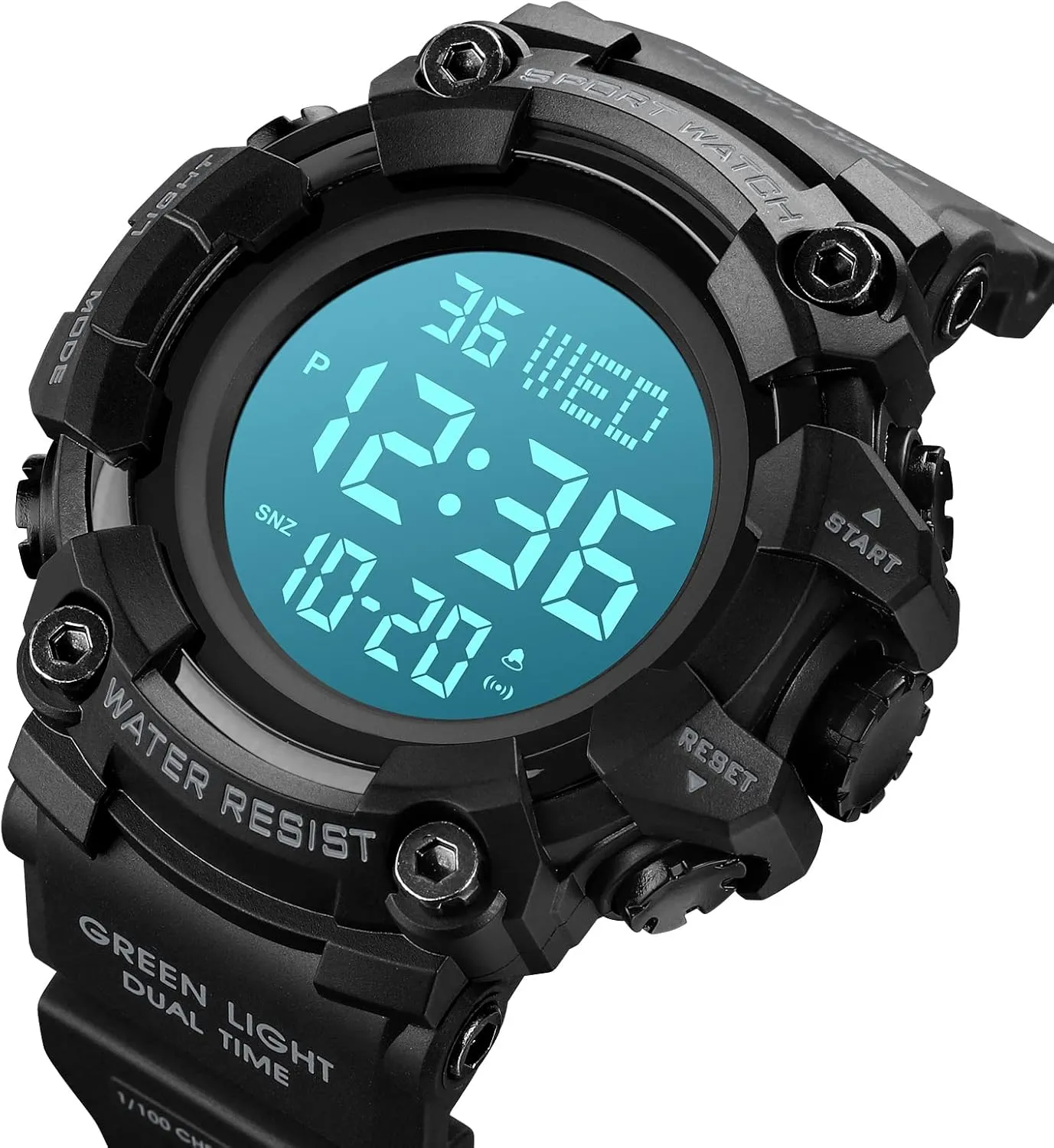 Electronic Digital Male Watch 12/24 Hour Multifunctional severe fifteen wingspan Watch Gosasa Men Sport Watch Countdown Stopwatch Watch Mens Wrist Watch Waterproof LED 