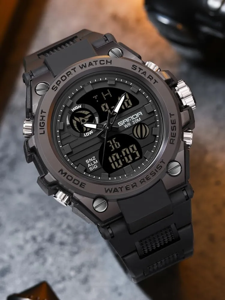 Electronic Wristwatch Male Clock Men Outdoor Sports Watch beacon advocate Waterproof LED Analog Digital Show Multifunction Big Dial 