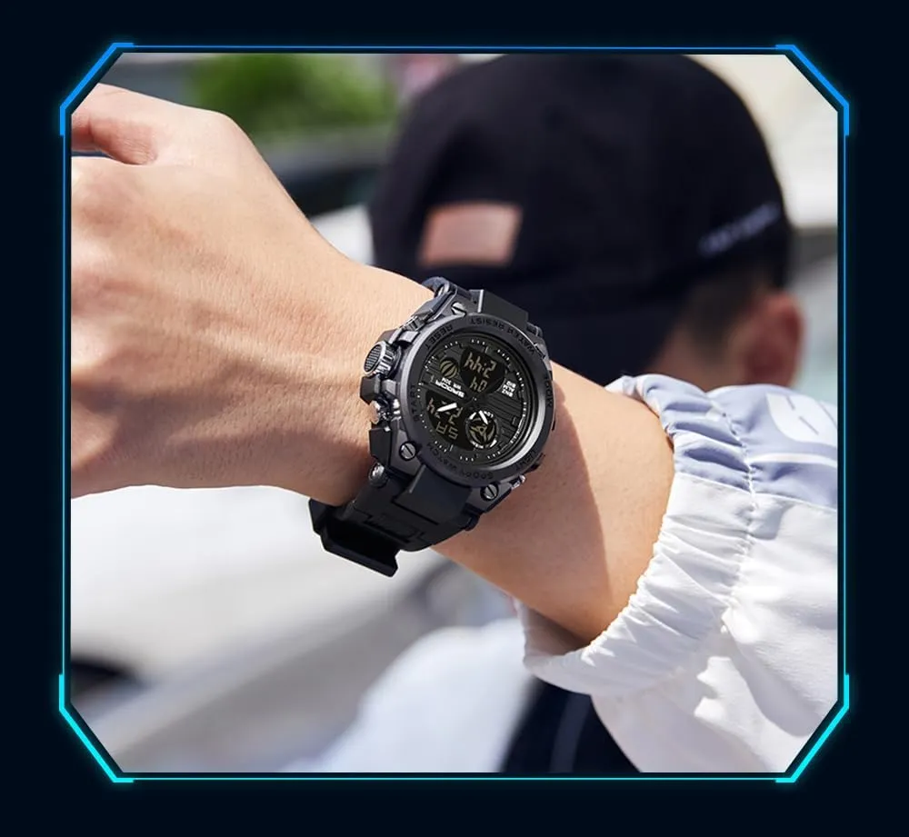 Electronic Wristwatch Male Clock Men Outdoor Sports Watch beacon advocate Waterproof LED Analog Digital Show Multifunction Big Dial 