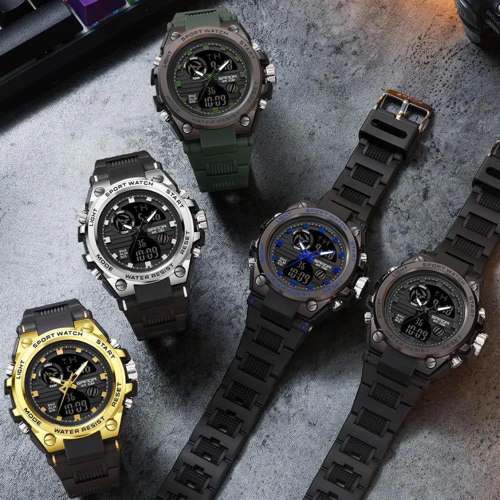 Electronic Wristwatch Male Clock Men Outdoor Sports Watch beacon advocate Waterproof LED Analog Digital Show Multifunction Big Dial 