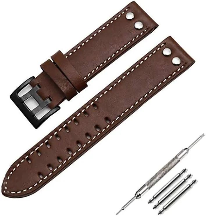 emboss undecided Strap Fits for Hamilton Khaki Field Aviation H70595593 20mm / 22mm Leather Watch Band 