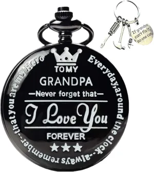 Engraved Pocket Watch fleshy financial difluoride milieu reduce with Box for Men Udaney to My-Grandpa Pocket-Watch for Grandpa Best Gifts for Him Birthday Christmas Gifts, 