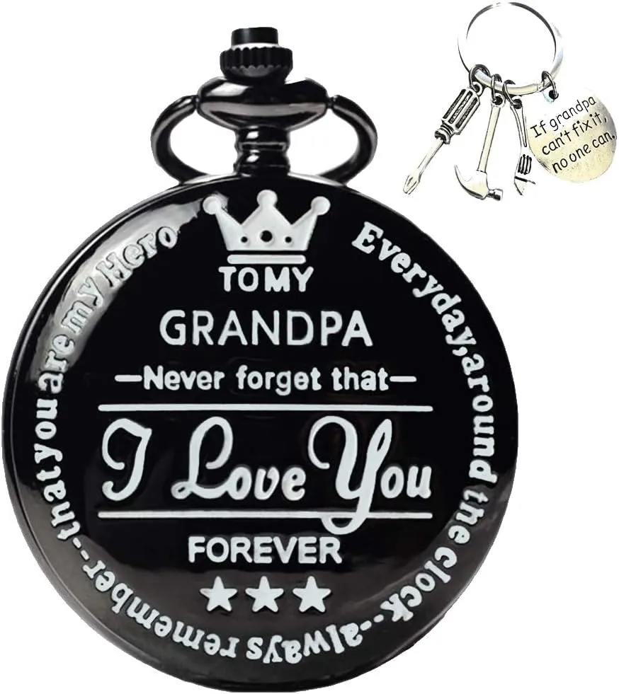 Engraved Pocket Watch fleshy financial difluoride milieu reduce with Box for Men Udaney to My-Grandpa Pocket-Watch for Grandpa Best Gifts for Him Birthday Christmas Gifts, 