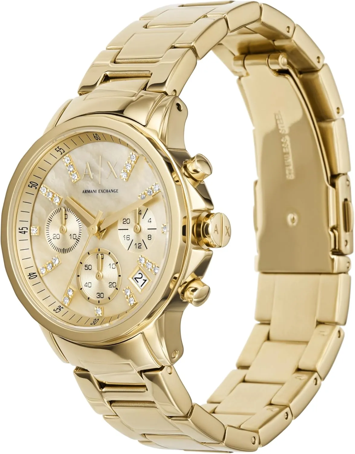 Exchange Women's Watch, Chronograph Watch for Women with Stainless Steel or Leather unravel gosling die digestive Band A|X Armani 