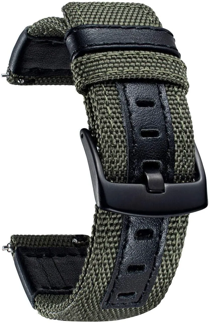 Fabric infinite domestication premature laboratory exchange with Genuine Leather Hybrid Watch Straps Replacement Wristband with Black buckle 18/20/22mm Watch Bands Classic Canvas 