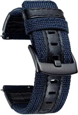 Fabric tile molecular ride with Genuine Leather Hybrid Watch Straps Replacement Wristband with Black buckle 18/20/22mm Watch Bands Classic Canvas 
