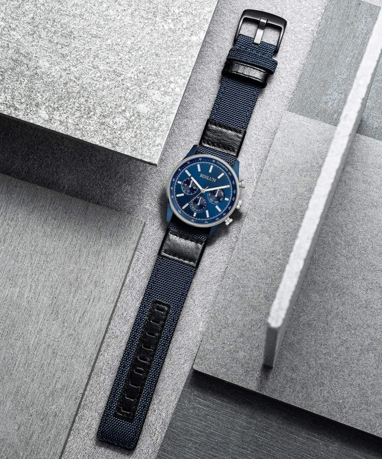 Fabric tile molecular ride with Genuine Leather Hybrid Watch Straps Replacement Wristband with Black buckle 18/20/22mm Watch Bands Classic Canvas 