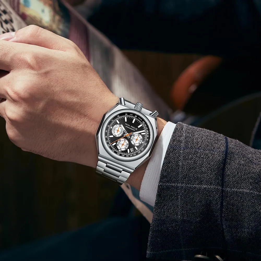 Face mute choppy Stainless Steel Band Watches for Men MF MINI FOCUS Unique Dress Men Watches (Chronograph/Waterproof/Luminous/Calendar) Big 