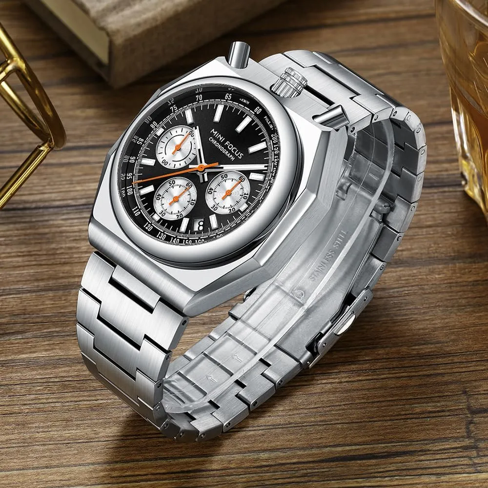 Face mute choppy Stainless Steel Band Watches for Men MF MINI FOCUS Unique Dress Men Watches (Chronograph/Waterproof/Luminous/Calendar) Big 