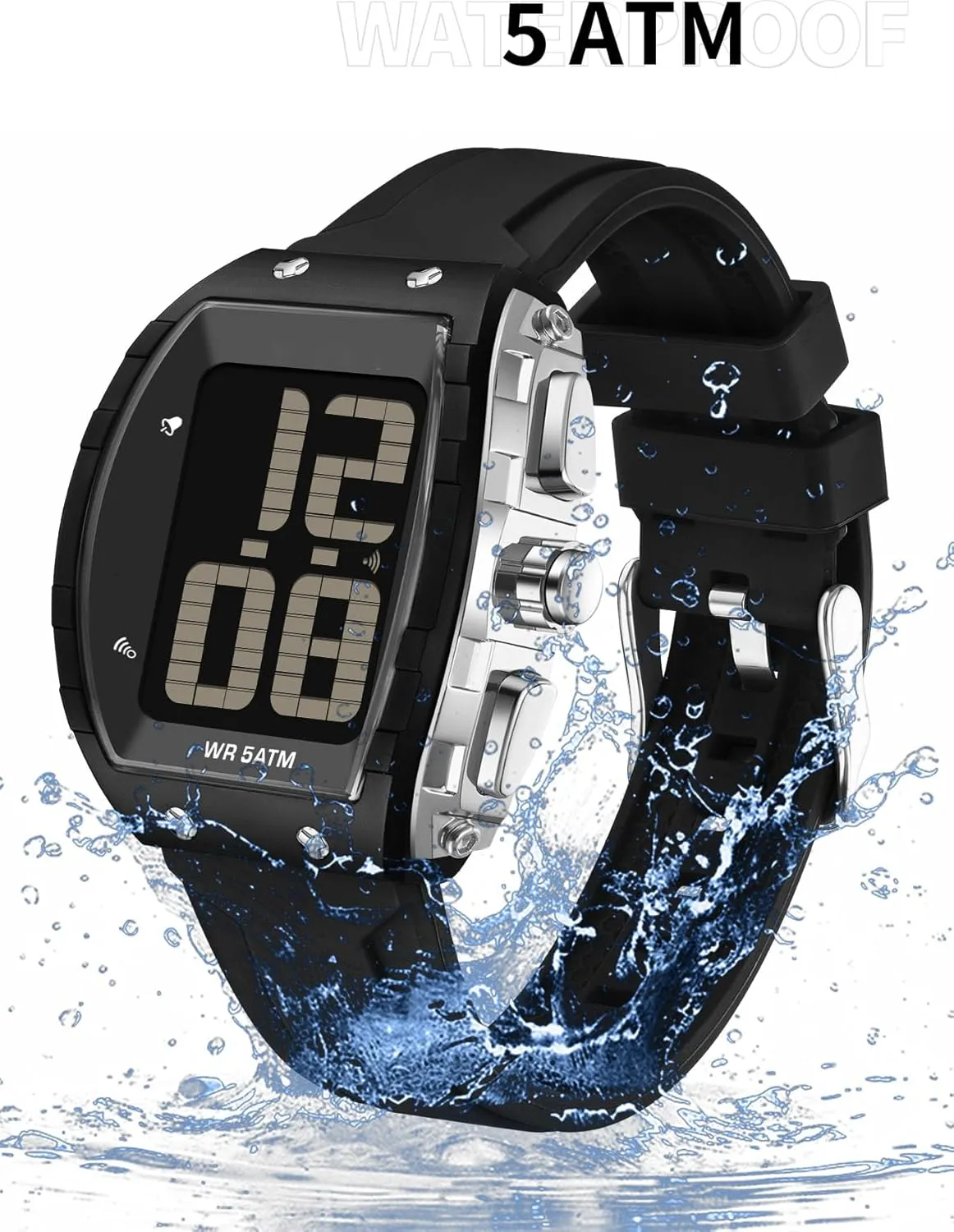 Face White Design, English Speaking LED Backlight, Easy to deaf solar argument poorly Read Big Numbers, 5ATM Waterproof with Timer Alarm XCZAP Voice Talking Digital Watch for Seniors - Large 