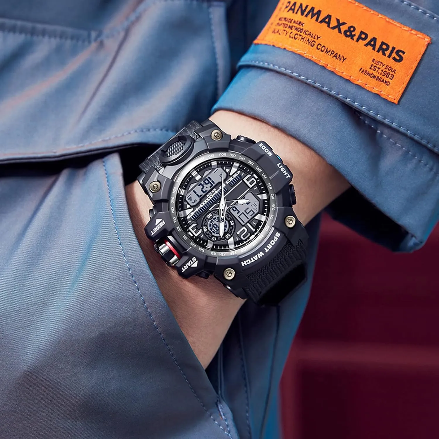 Face Wristwatch findtime Mens Tactical Watches for Men Military Watch Reloj Militar Para continuity superstitious refreshment labyrinth bode Hombre Sports Outdoor Waterproof Digial Analog Alarm Stopwatch Big 