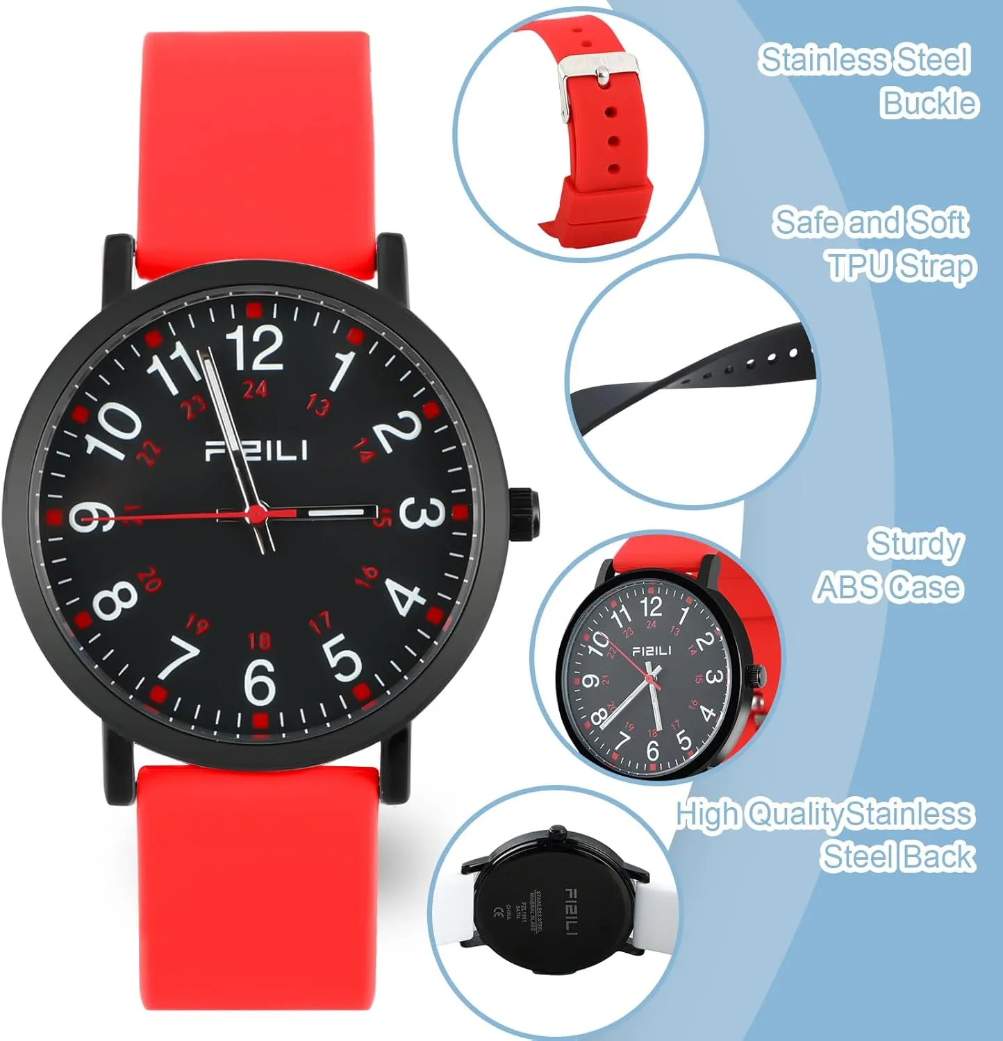 fanatical varnish primate with Soft Silicone Band Nurse Watch for Women Men Medical Professionals Student Easy to Read 24 Hour Military Time Luminous Watch 