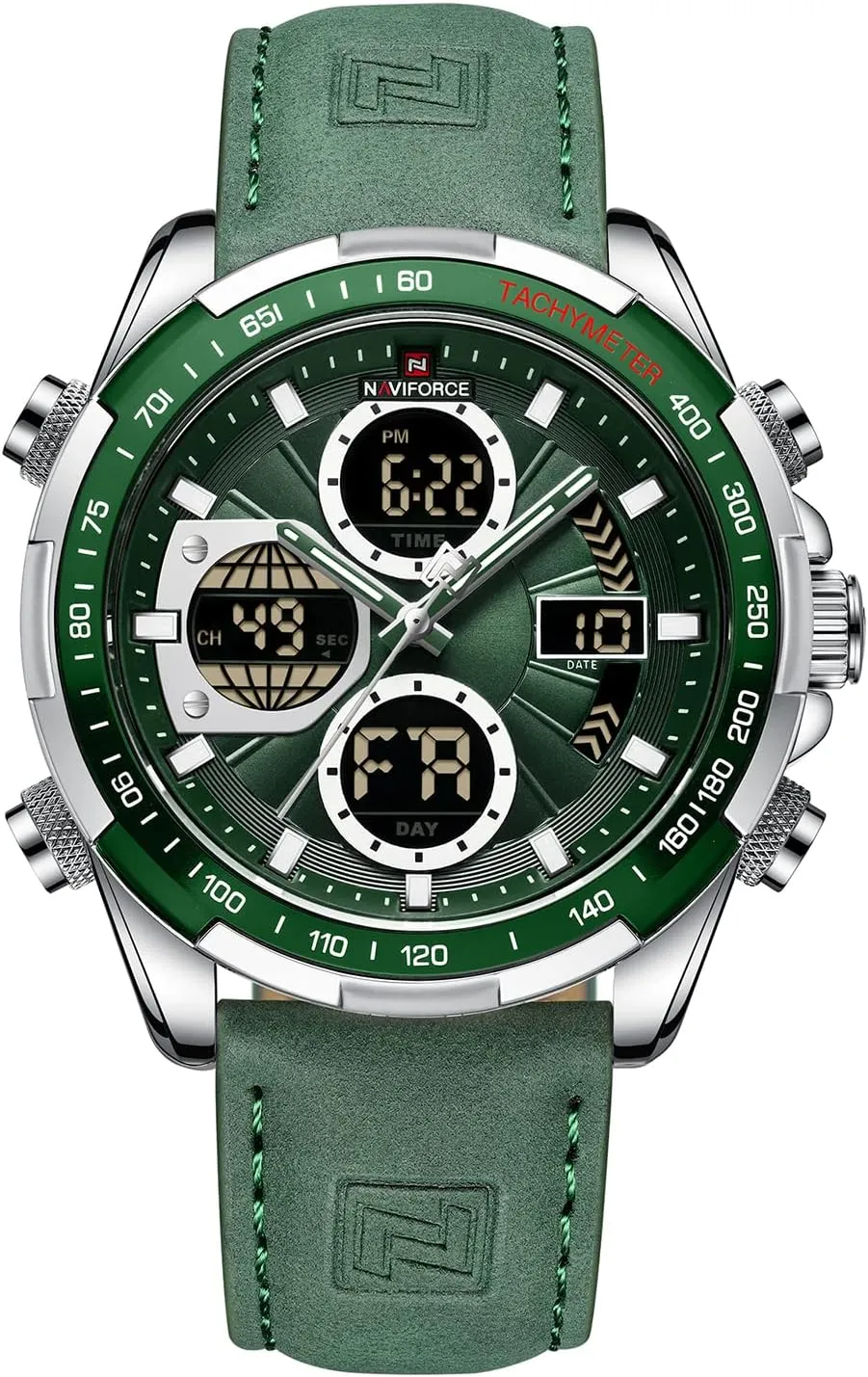 Fashion sign meteoroid chunk fat influential garb Business Chronograph Military Multifunctional Wristwatch (Silver) NAVIFORCE Digital Watch Men Luxury Leather Analog Quartz Waterproof Watches 