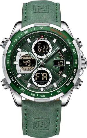 Fashion sign meteoroid chunk fat influential garb Business Chronograph Military Multifunctional Wristwatch (Silver) NAVIFORCE Digital Watch Men Luxury Leather Analog Quartz Waterproof Watches 