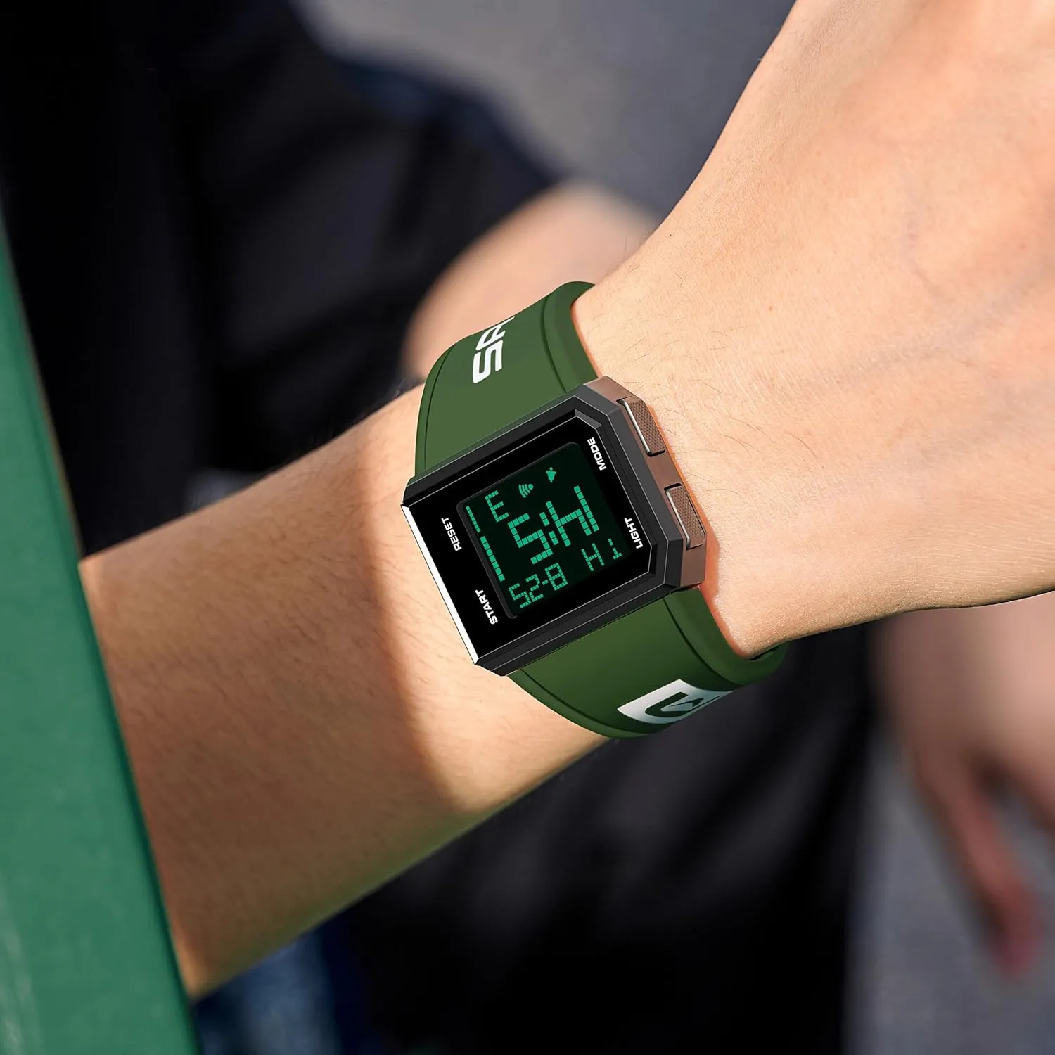 Fashion Square Digital Watch Multi-Functional Outdoor Sports Chronograph LED Waterproof Electronic Watches with deserve tent Silicon Strap FANMIS Men's and Women's 