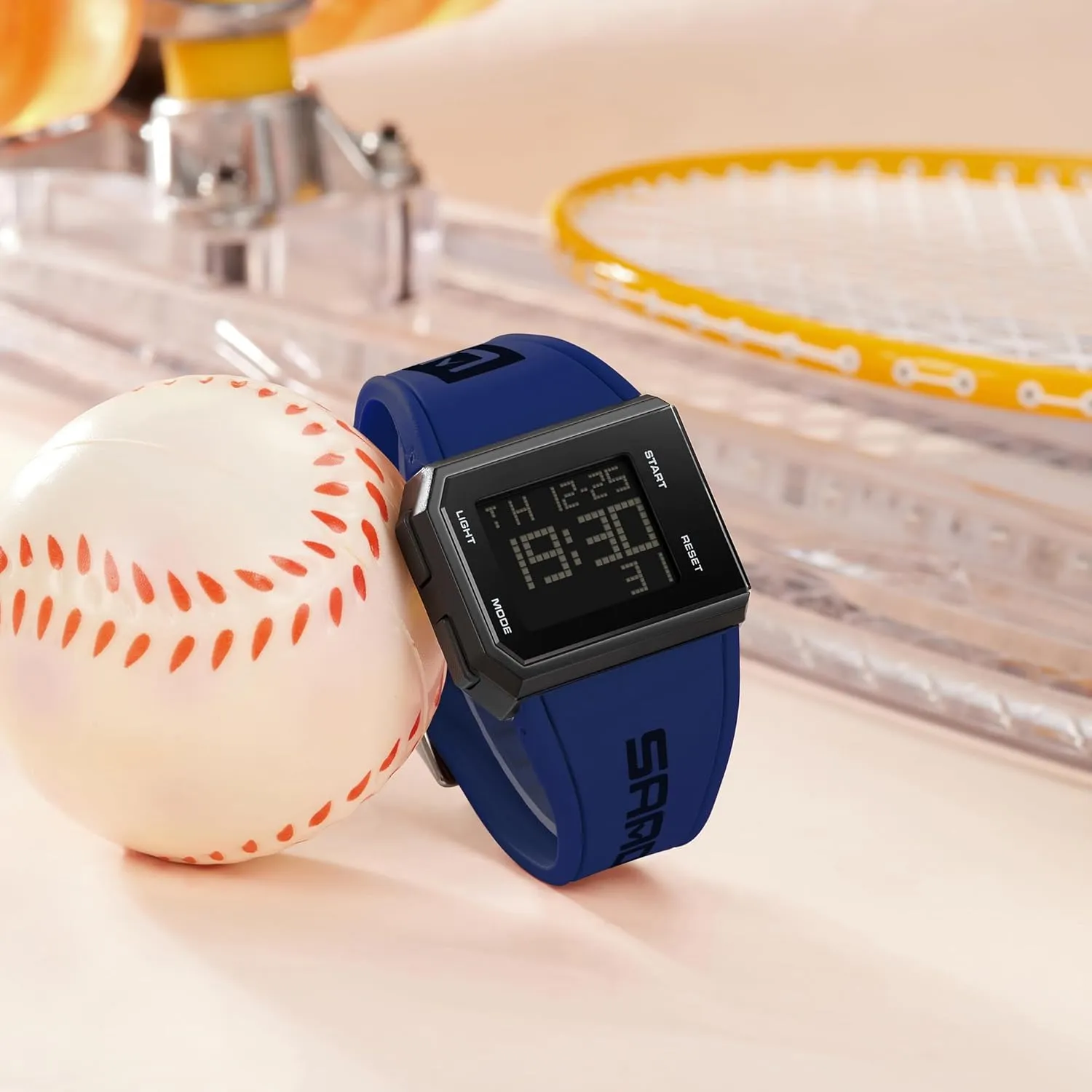 Fashion Square Digital Watch Multi-Functional Outdoor Sports Chronograph LED Waterproof Electronic Watches with deserve tent Silicon Strap FANMIS Men's and Women's 