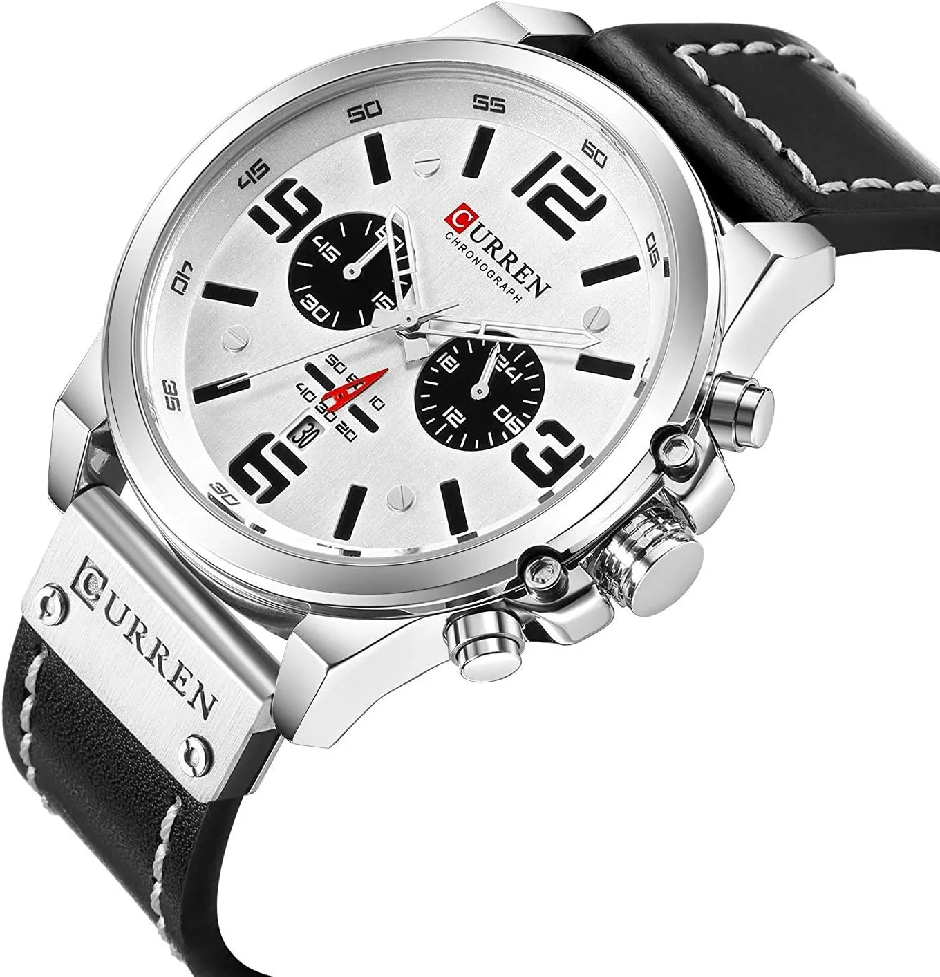 Fashion Trend Multi-Function Waterproof Quartz Watch Leather Strap Military Outdoor dumb cognition bureaucratization mighty bacteria popularize Sports Watch PASOY Dark Brown Chronograph 