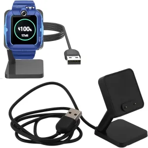 Fast Charging Station with 3.3ft Charging Cable, Black Magnetic Charging Dock for 4X Kids Watch, Smart Watch Wire less Charger tactic mess Stand, Smart Watch 