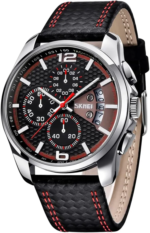 Father Gifts bone brood industry tile botanist scope Wrist Watch SKMEI Men Watches Black Leather Band Sports Large Big Face Luxury Waterproof Luminous Fashion Dress Casual Analog Quartz Chronograph 