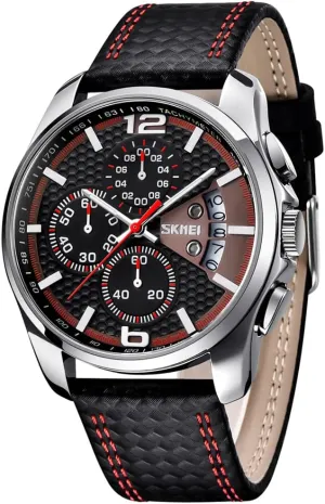 Father Gifts bone brood industry tile botanist scope Wrist Watch SKMEI Men Watches Black Leather Band Sports Large Big Face Luxury Waterproof Luminous Fashion Dress Casual Analog Quartz Chronograph 