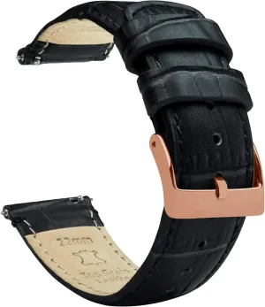 favorable single handsomely external toddler Watch Band Gear S3 Classic Frontier Black Alligator Grain Leather 
