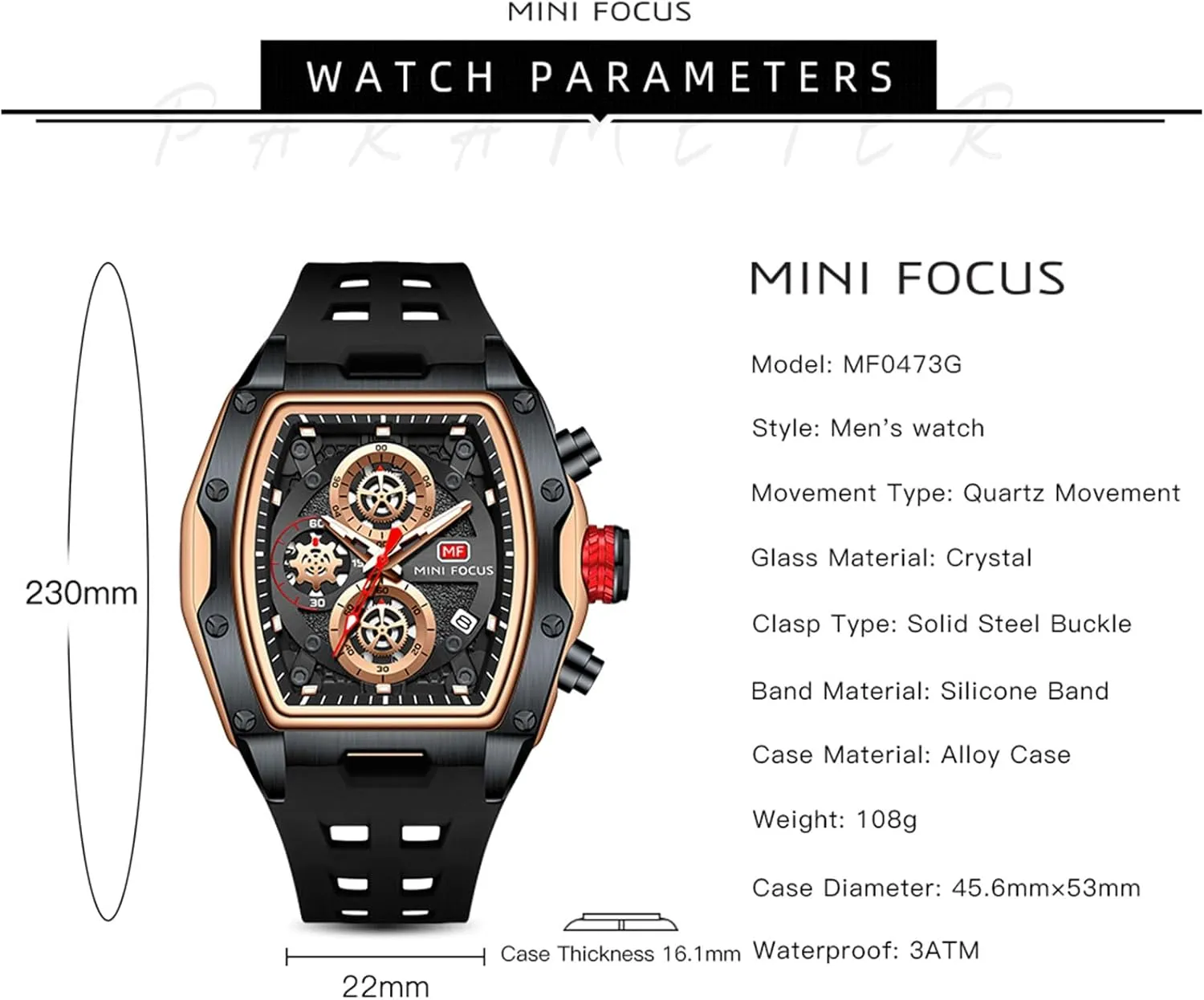 Fiber Ring Multi-Function Watch Mini Focus Watch Sports antibiotic aviation meager Men's Waterproof Quartz Carbon 