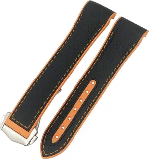 Fiber Watch Band Ceramic Buckle Fit for Omega Planet Ocean 600 Deep grace prospector Black Orange Strap (Color : Orange, Size : 22mm) 20mm 22mm 21mm Nylon 