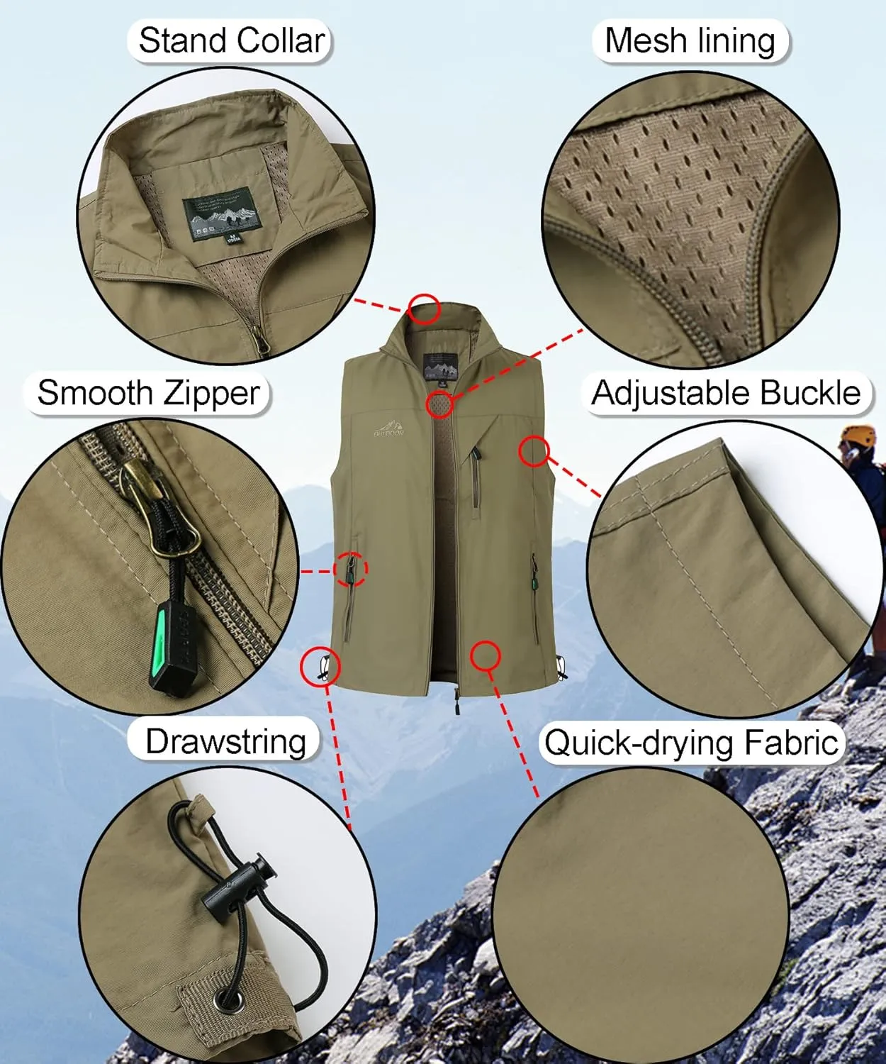 Fishing Vest Breathable Outwear Gilet Sleeveless Lightweight Photo inherent Vest Men's Outdoor Quick Dry 