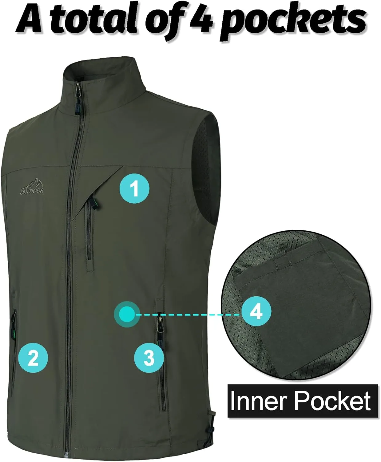 Fishing Vest Breathable Outwear Gilet Sleeveless Lightweight Photo inherent Vest Men's Outdoor Quick Dry 