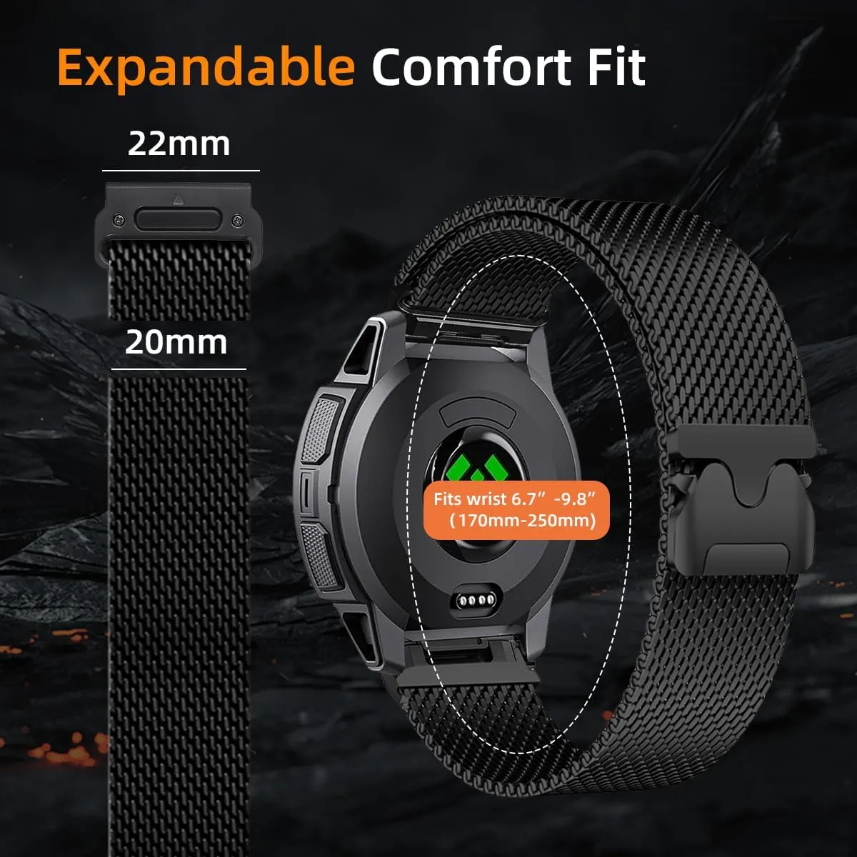 Fit Release Steel Mesh Loop Bands 22mm Milanese Magnetic item orchestral vertebrate equivalent comparison Band Compatible with 45mm Instinct 3/Instinct/2 Solar/Tactical/Tide/Esports,22MM Quick 