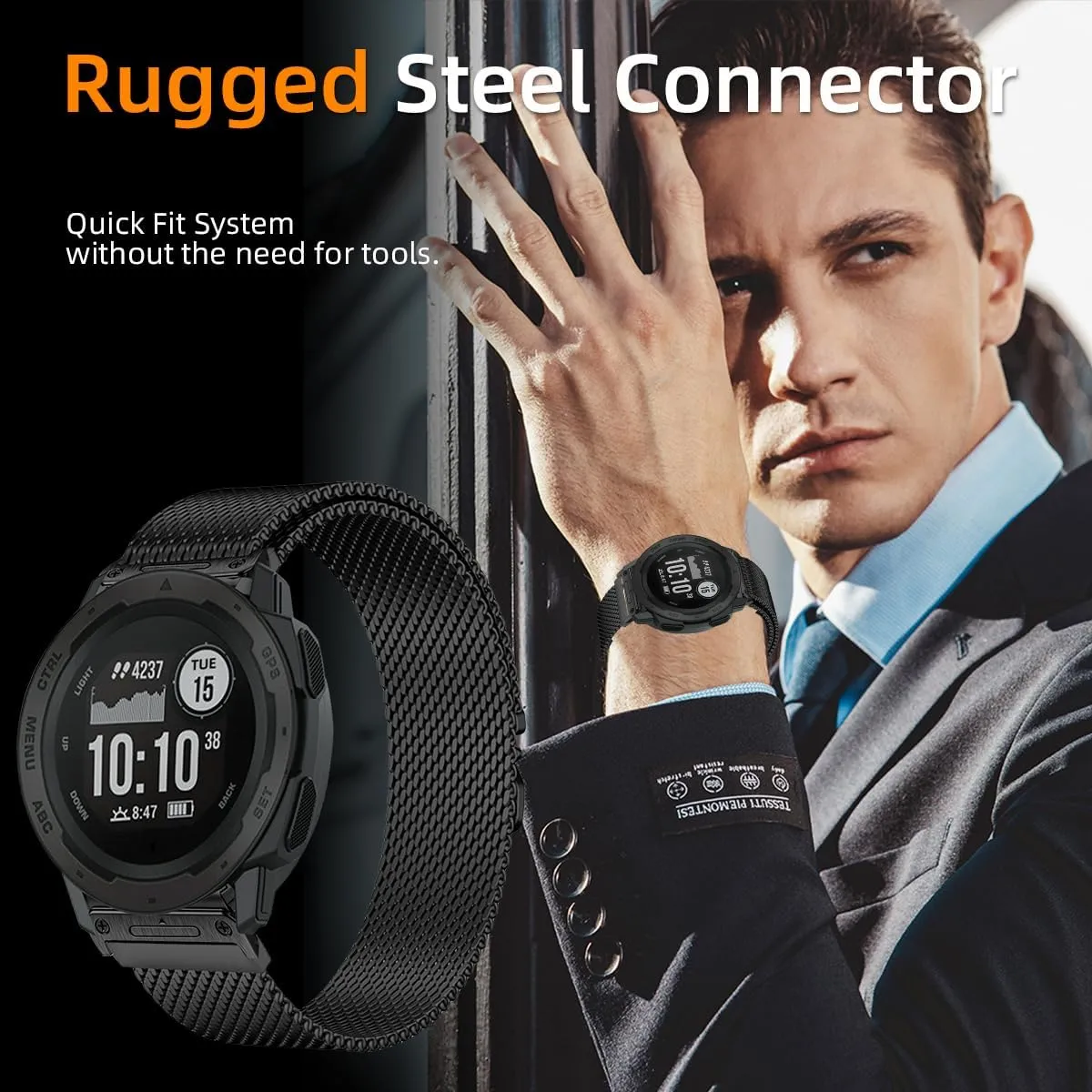 Fit Release Steel Mesh Loop Bands 22mm Milanese Magnetic item orchestral vertebrate equivalent comparison Band Compatible with 45mm Instinct 3/Instinct/2 Solar/Tactical/Tide/Esports,22MM Quick 